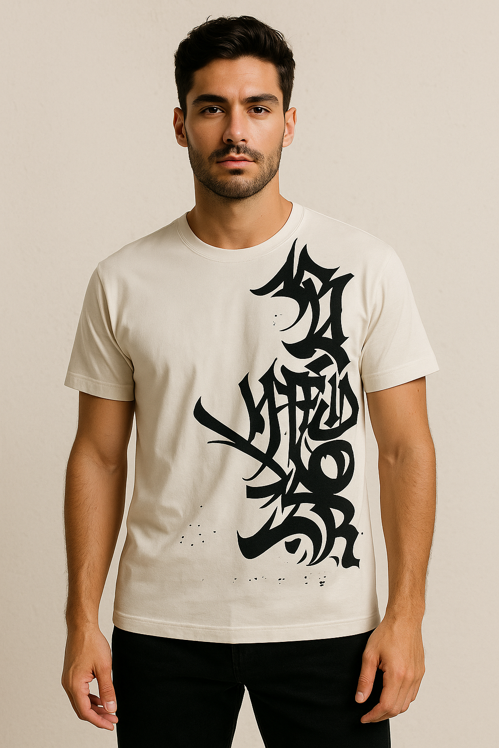 Playera Caballero MC / LETRAS BEIGE CH (8838629818591)