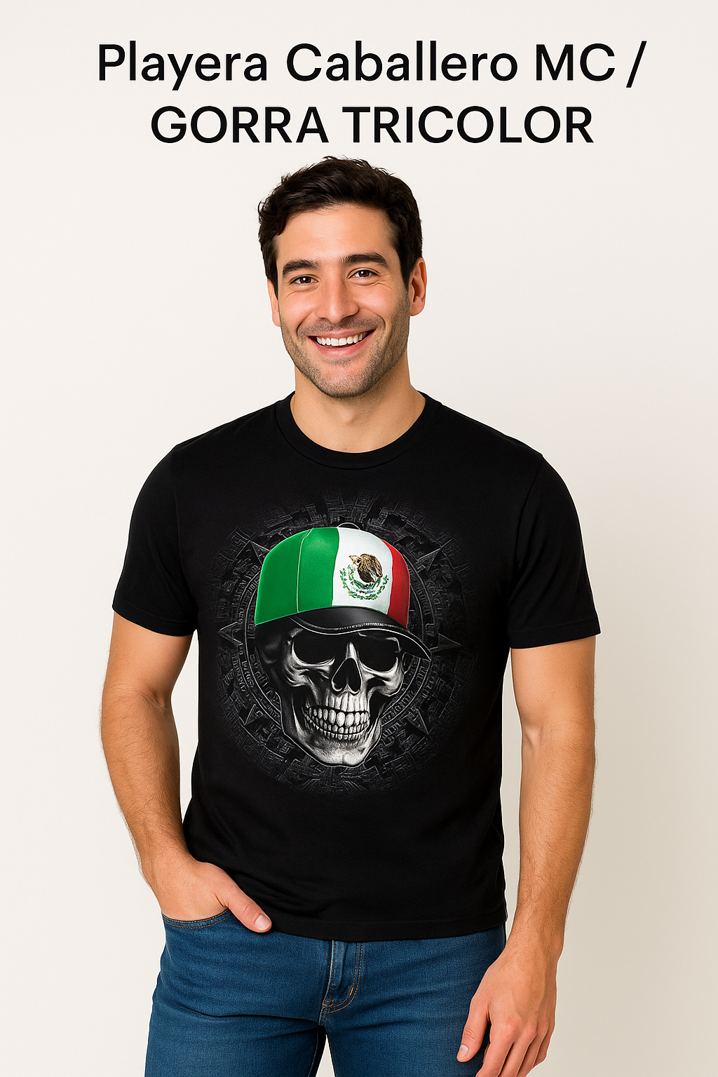 Playera Caballero MC / GORRA TRICOLOR (7824771121375)
