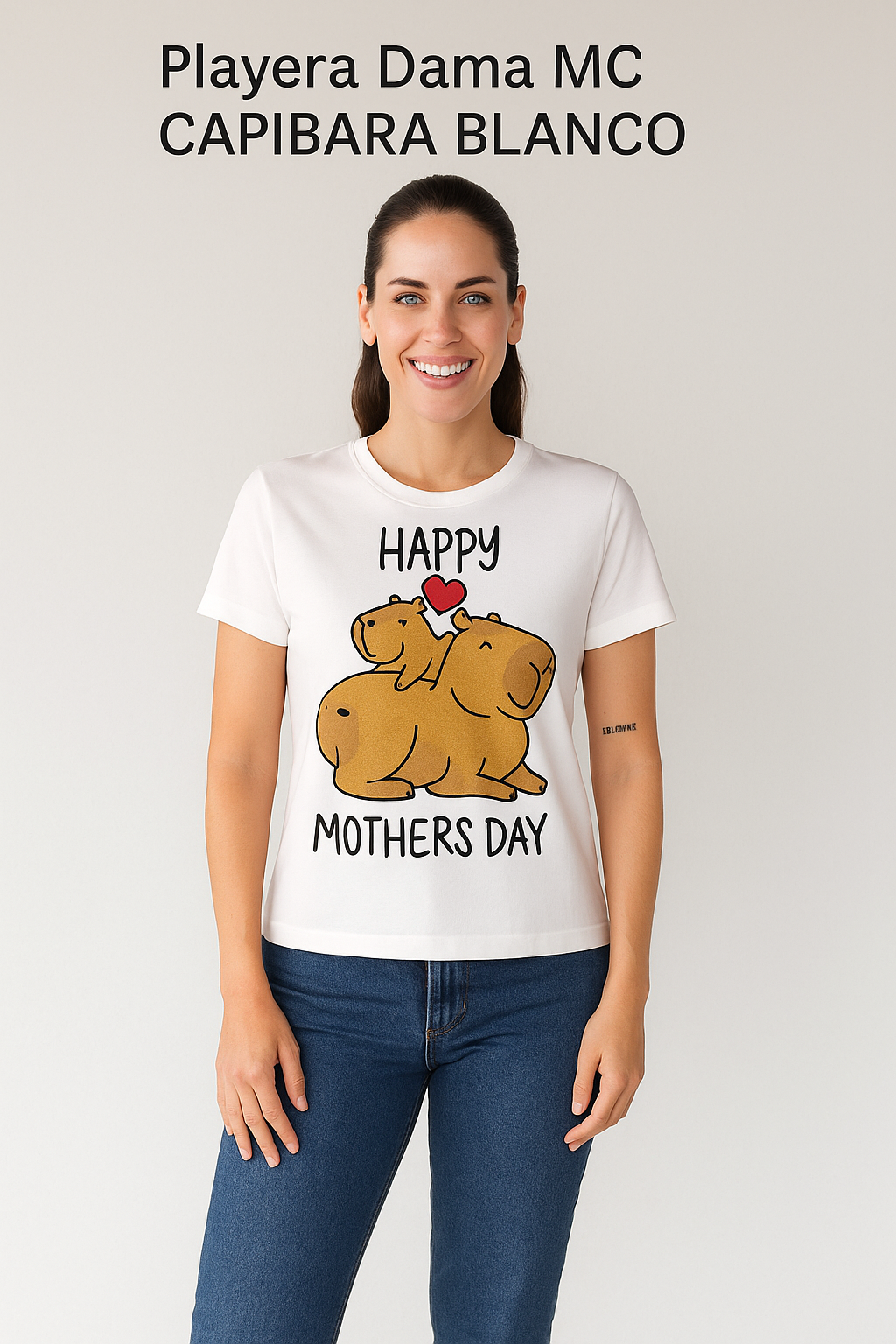 Playera Dama MC / CAPIBARA BLANCO (9028829216991)