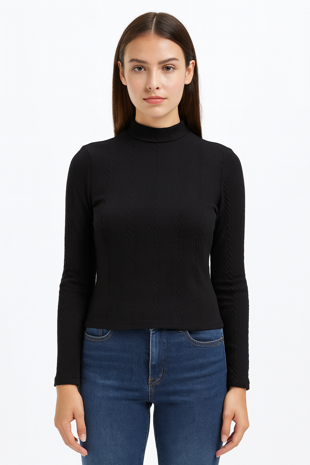 Playera Dama ML / TRENZA  NEGRO (9148815507679)