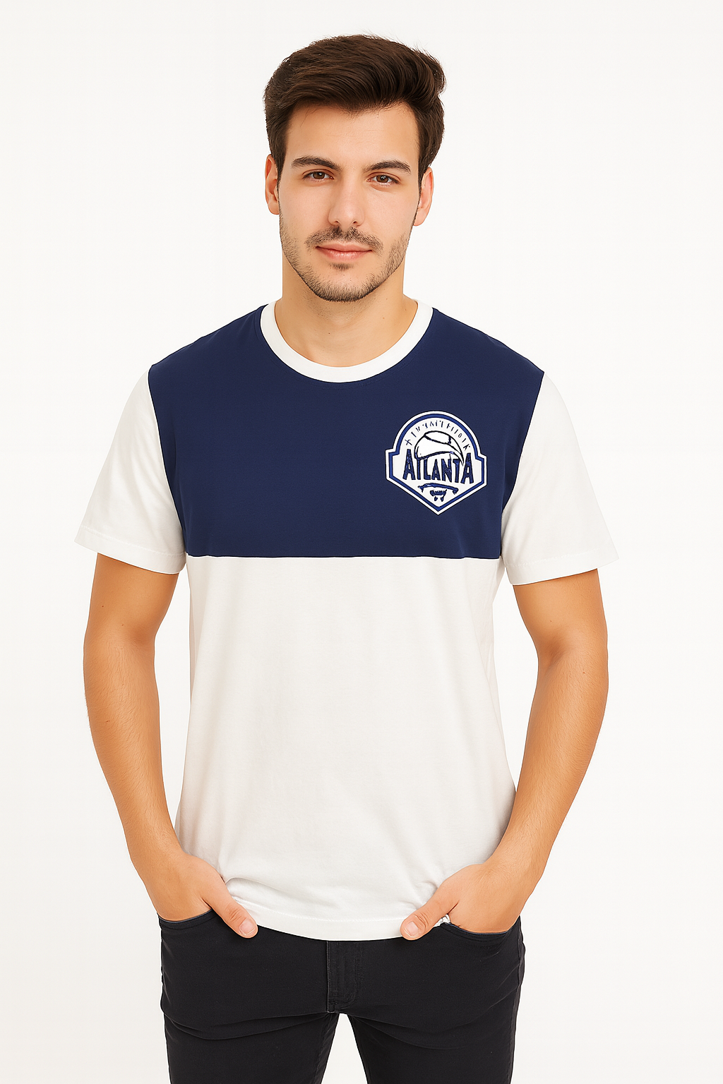 Playera Caballero MC / ATLANTA  MARINO/PERLA (9148774940895)