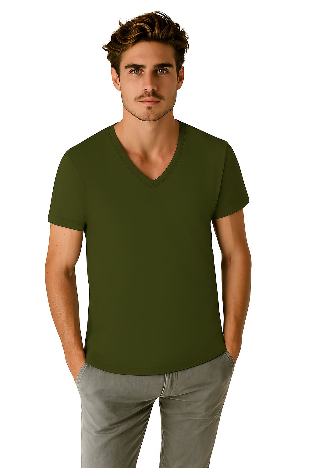 Playera Caballero MC / BASICA CUELLO "V" DEEP (9119879069919)