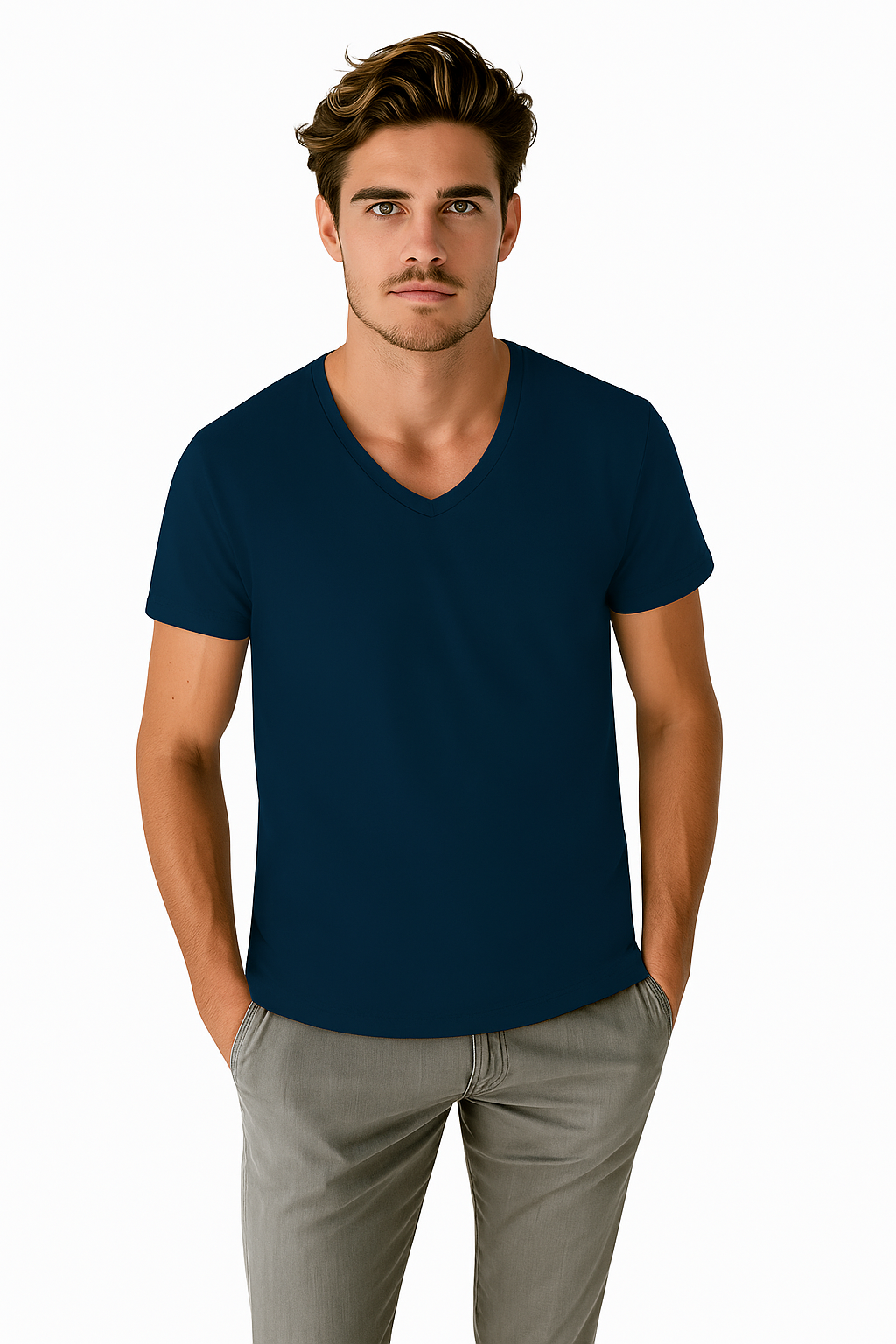 Playera Caballero MC / BASICA CUELLO "V" MIDNIGHT (9123085582559)