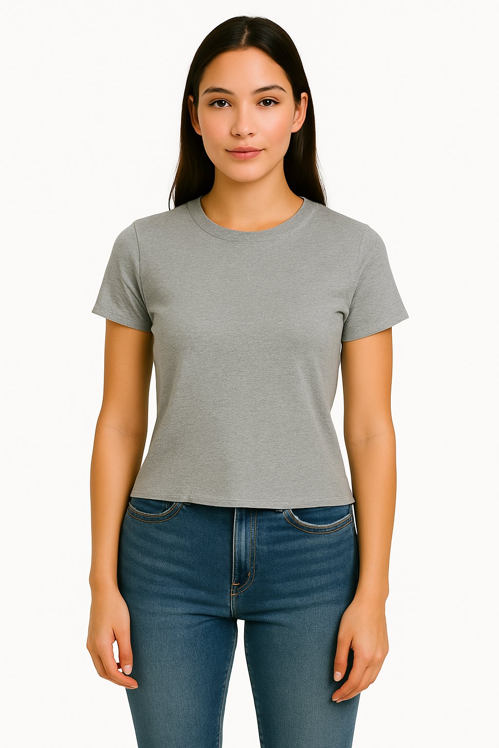 Playera Dama MC /  BASICA CUELLO REDONDO CHIFON  JASPEADO AV (9124134551775)