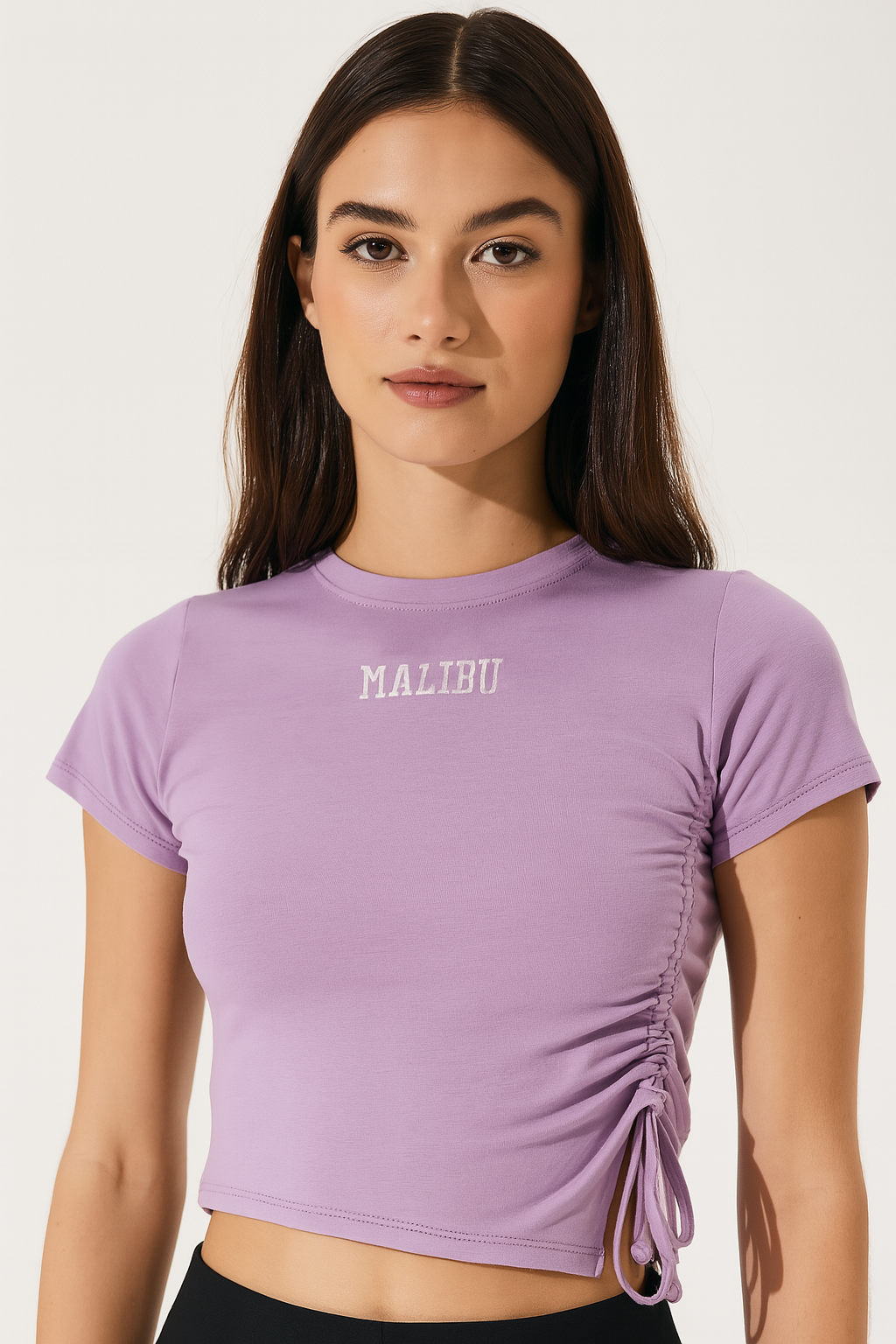 PLAYERA DAMA MC / LACE UP LATERAL LILA (9079708942559)