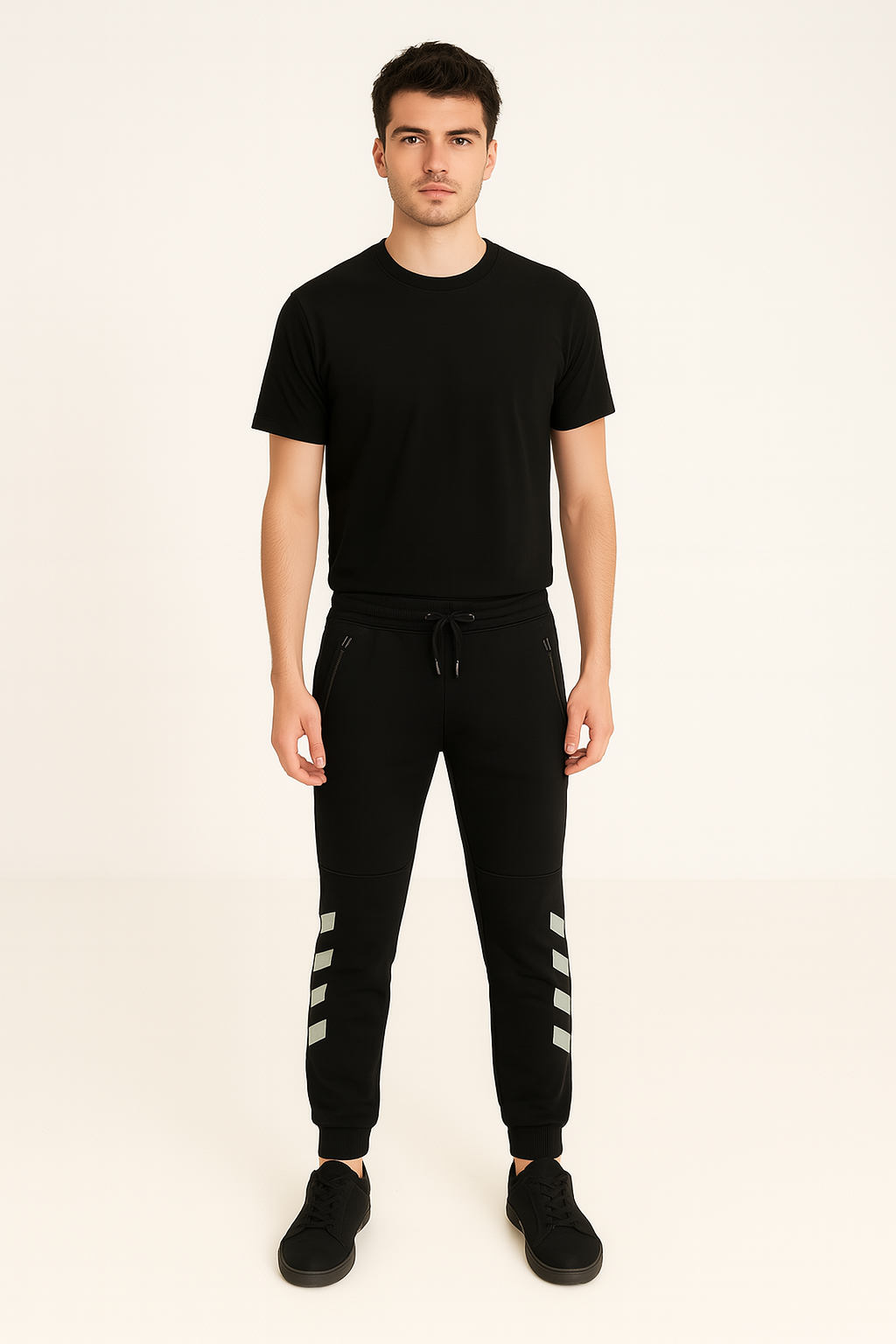 JOGGER CABALLERO / SIN CIERRES 4 FRANJAS NEGRO (9079710187743)