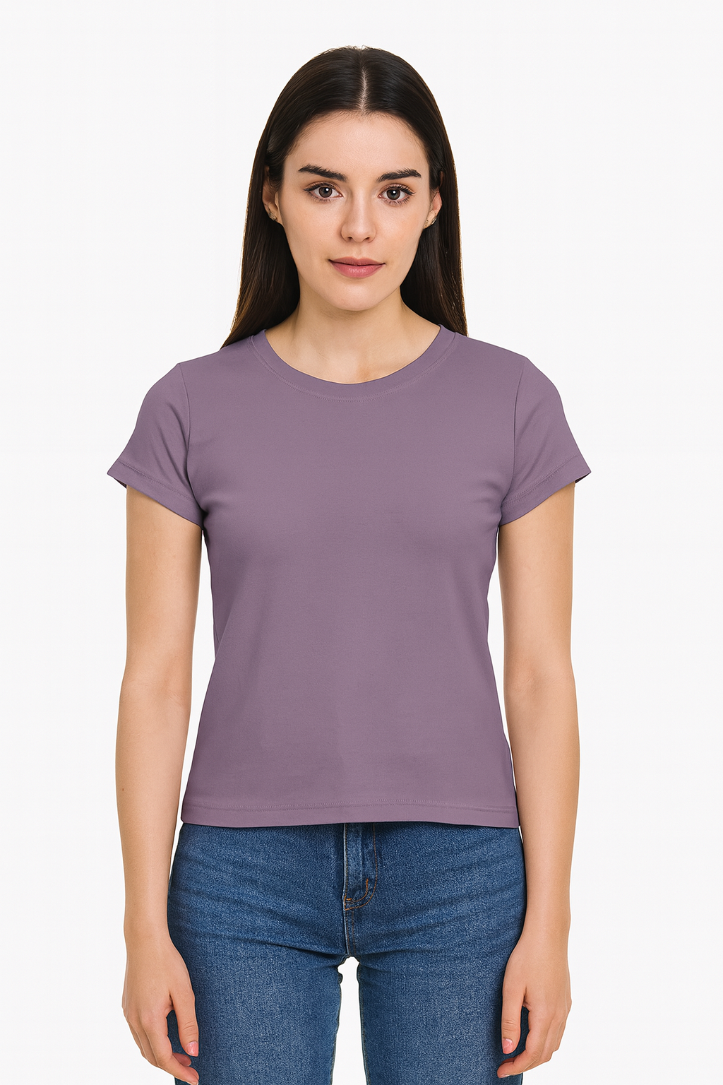 Playera Dama MC /  BASICA CUELLO REDONDO CHIFON  LILAC/KEEP (9124168302815)