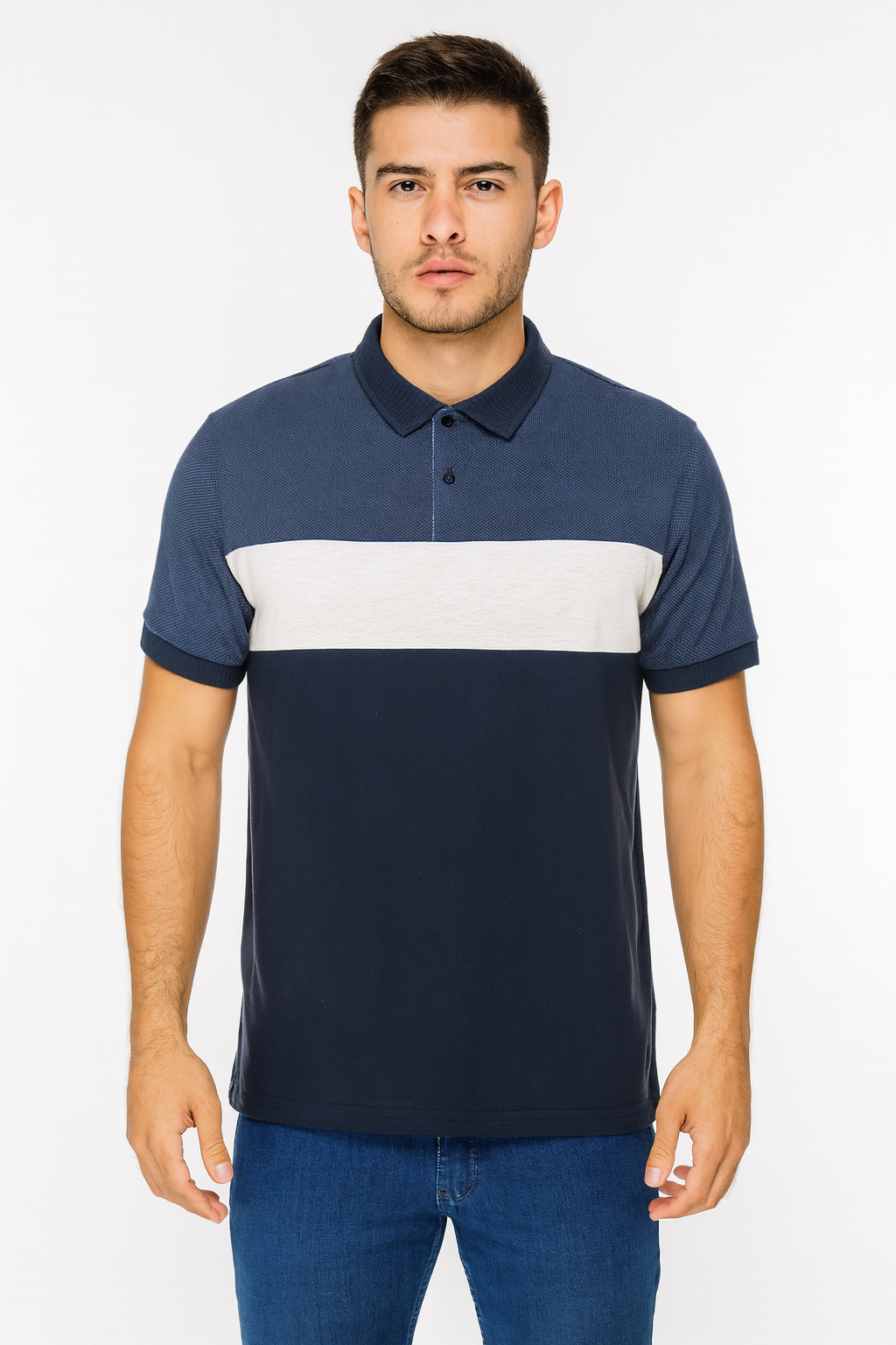 Polo Caballero MC  / ACANALADO  MARINOPUNTOS (9120399327455)