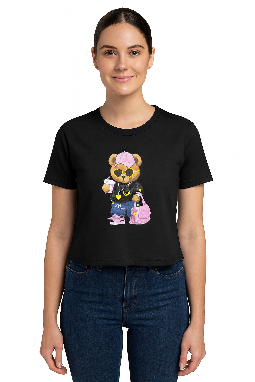 Playera Dama MC / OSITO FASHION NEGRO (9064888139999)