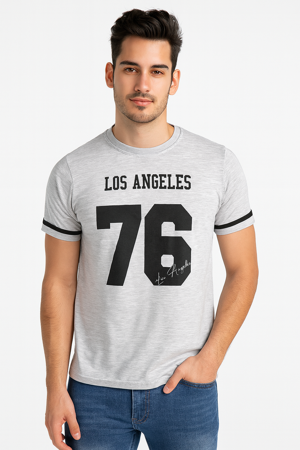 Playera Caballero MC / 76 LA CEMENTO/NEGRO (9059787112671)