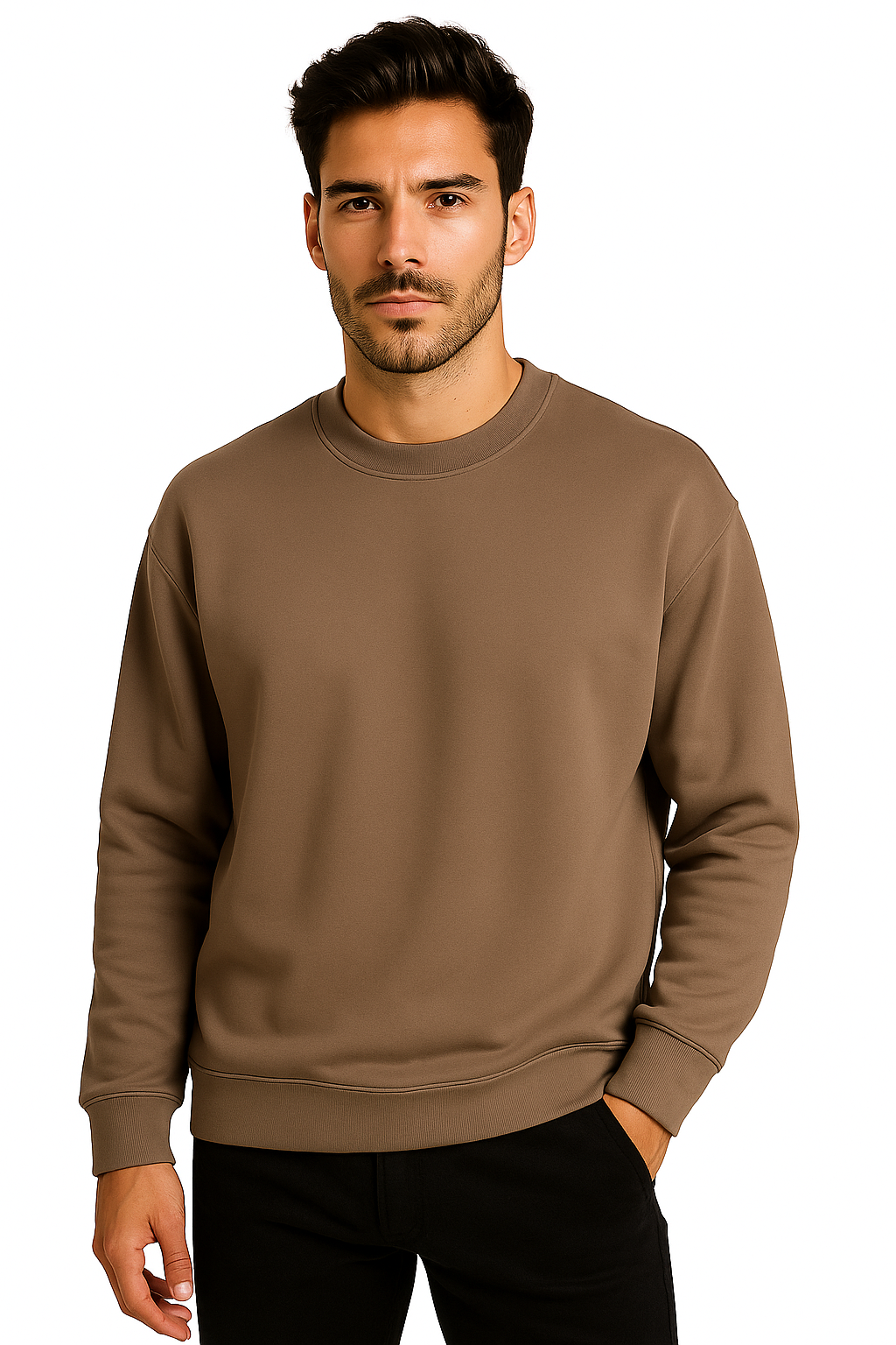 Sudadera FT Caballero ML / BASICA CUELLO REDONDO COCOA (9002921623775)