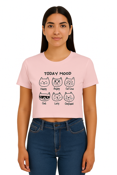 Playera Dama MC / CAT MOOD ROS (9064886534367)