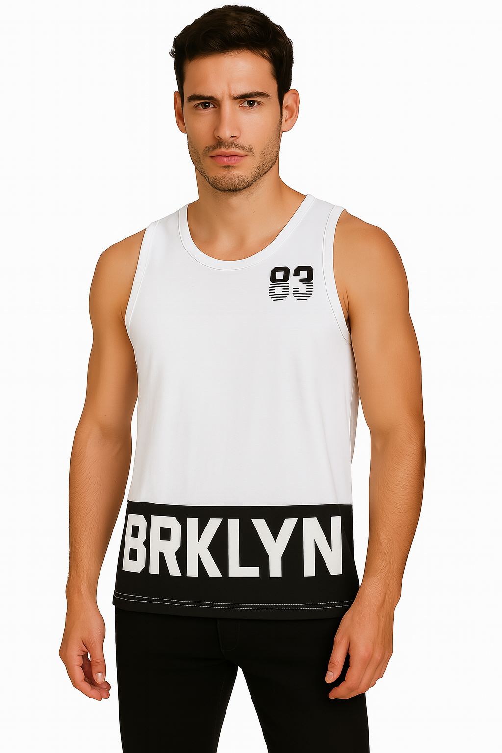 Tank Top Caballero / 83 BLANCO/NEGRO (8969316008159)