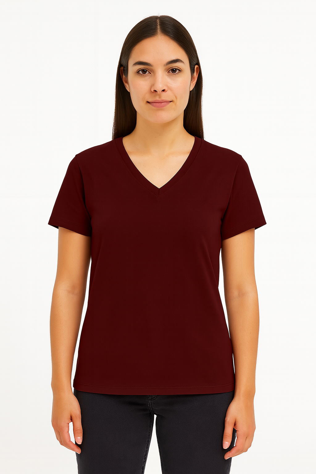 Playera Dama MC /  BASICA CUELLO "V" CHIFON  TAWNYPORT (9123226550495)