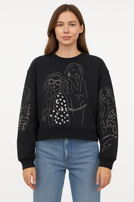 SUDADERA DB / ESTAMPADO EN DELANTERO Y MANGAS RATA/GRIS (9079549657311)