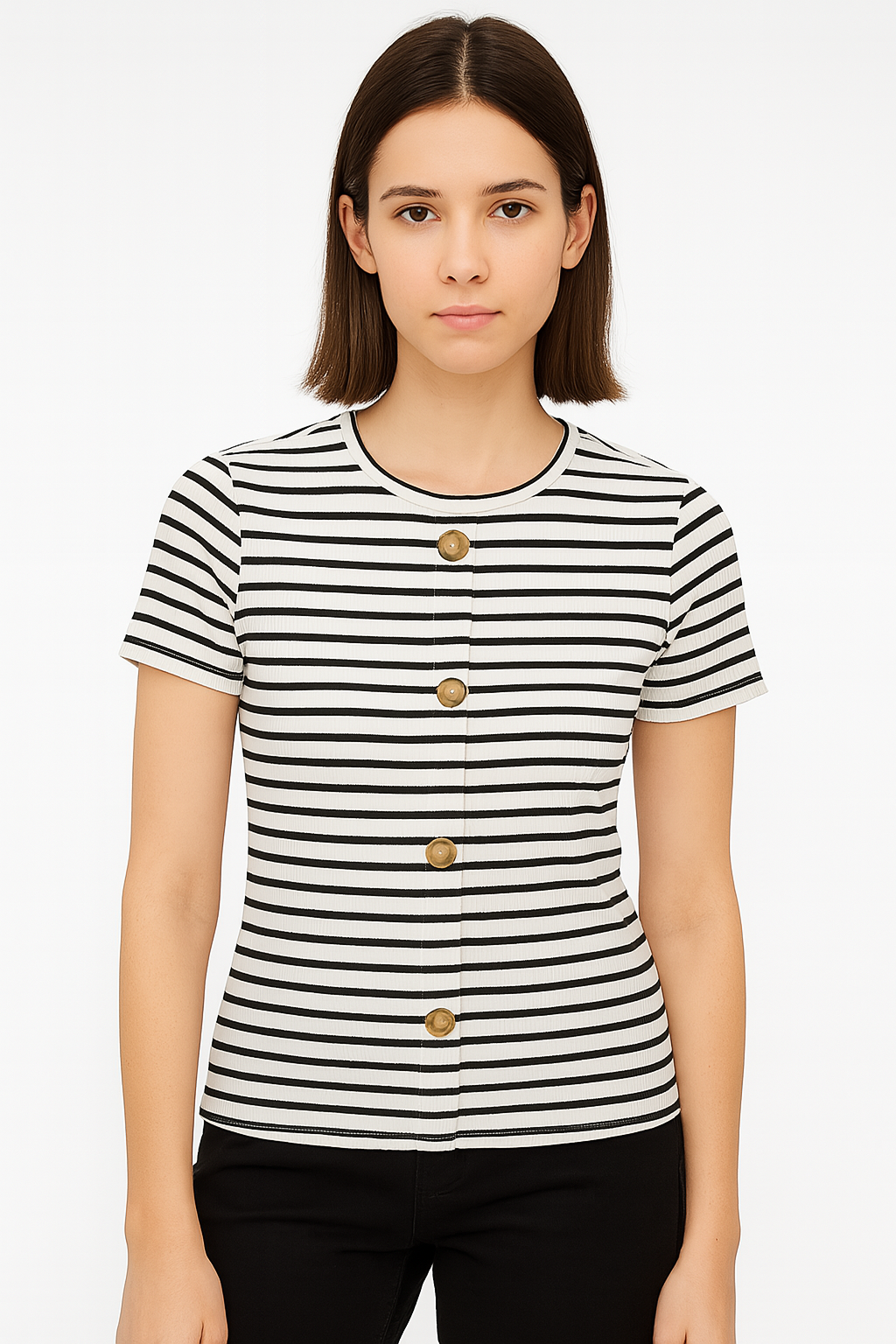 Playera Dama MC / RAYAS BOTONES  RAY (9077699838175)