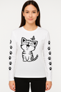 Playera Dama ML / GATO HUELLITAS  HUESO (9077685780703)