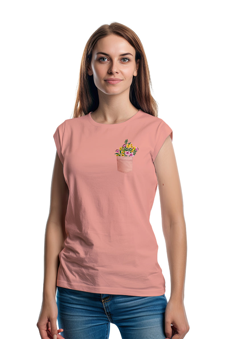 Playera Bolsa flores (8407319183583)