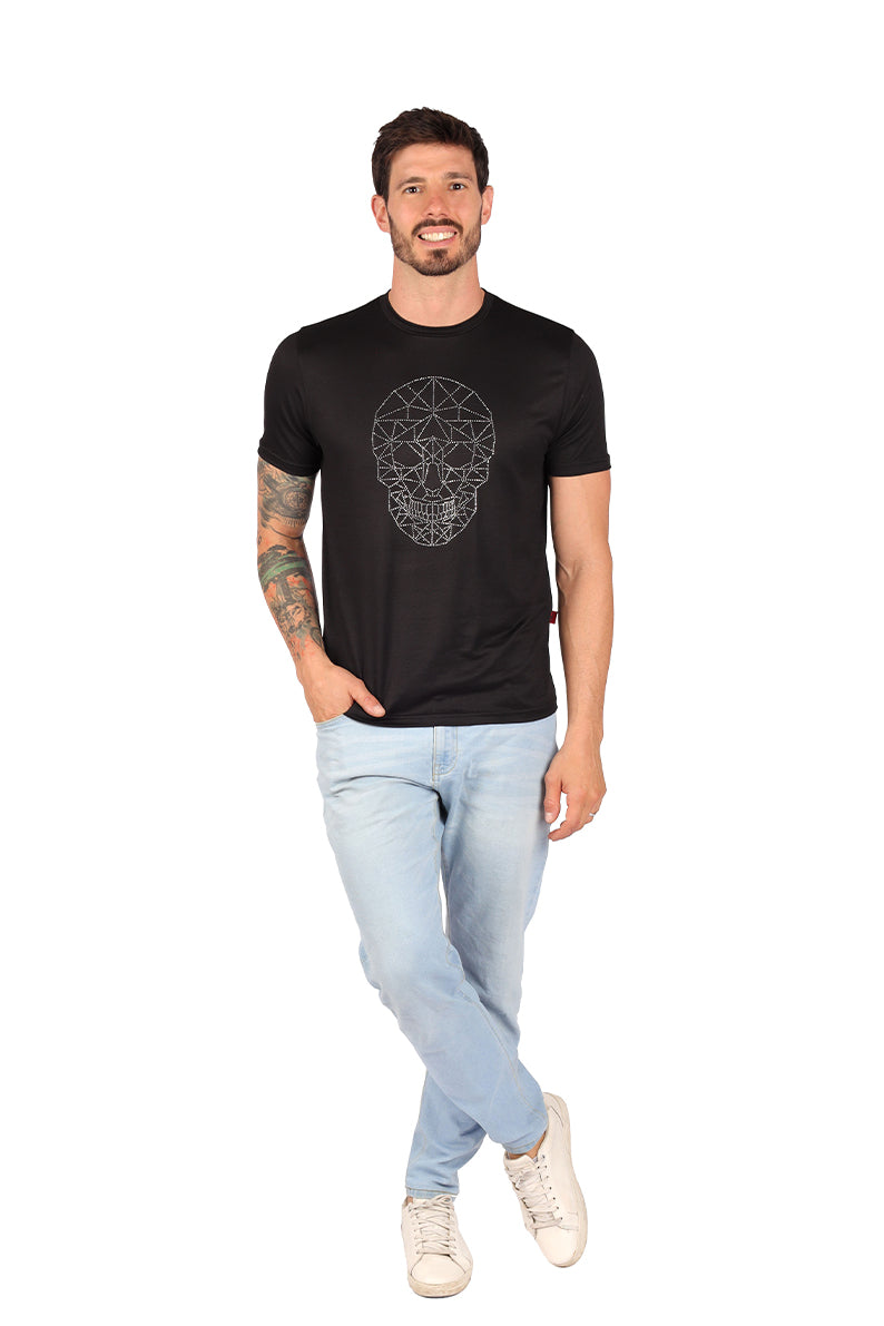 Playera Caballero MC / CRANEO BLING BLING NEGRO CH (8796685271263)