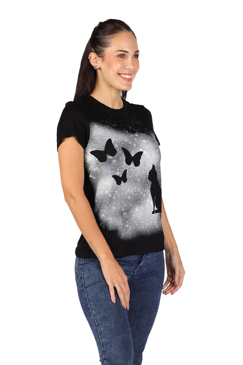 Playera Dama MC GATO MARIPOSA (8278221848799)