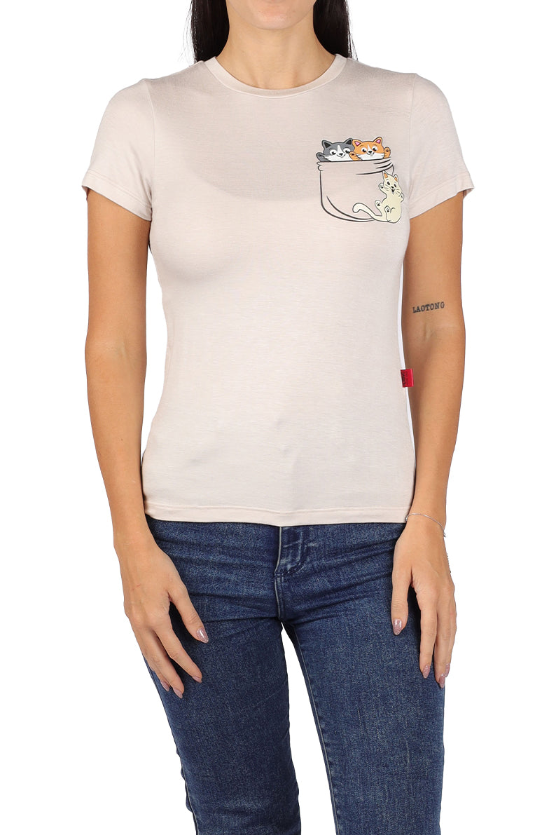 Playera Dama MC / Gato bolsillo (8815299035359)