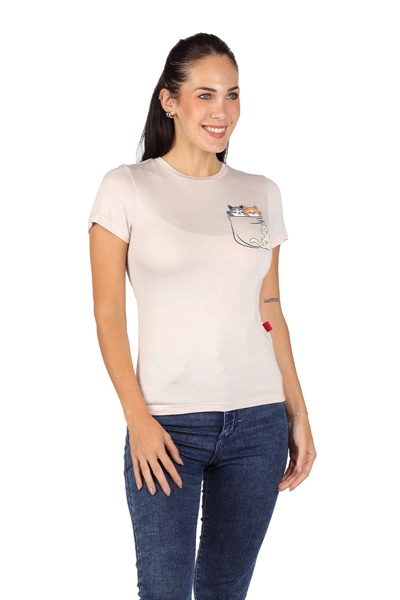 Playera Dama MC / Gato bolsillo (8815299035359)