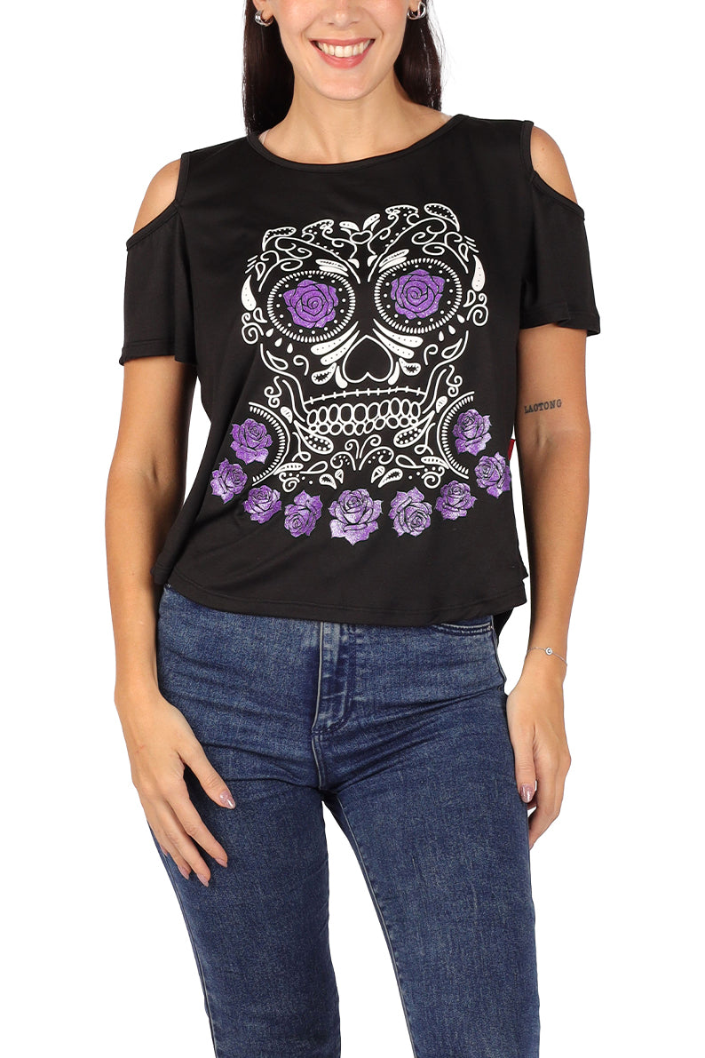 Playera Dama MC / Craneo Flores (8811381686495)