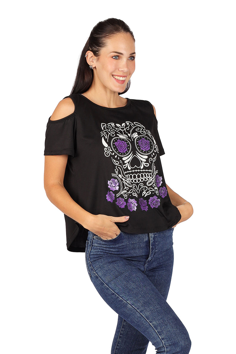 Playera Dama MC / Craneo Flores (8811381686495)