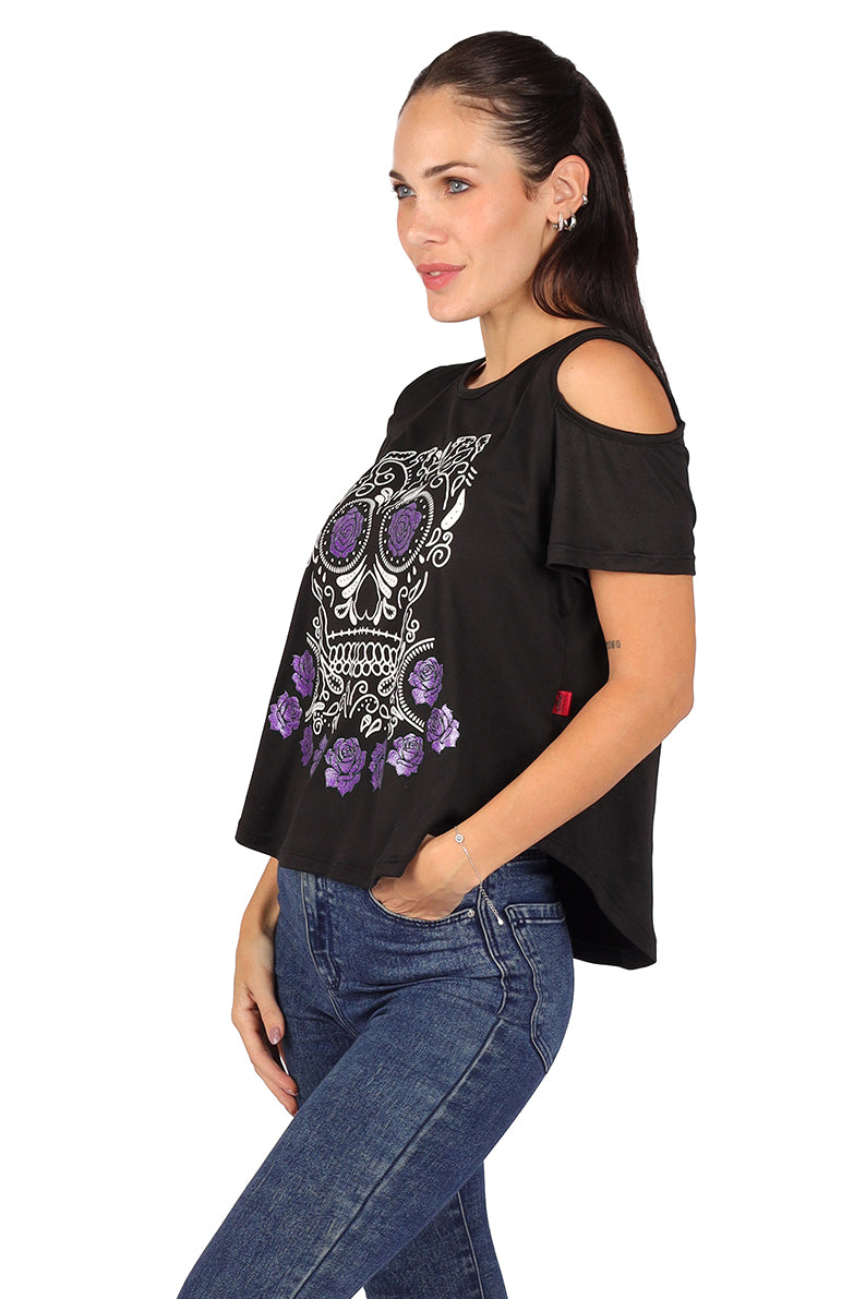 Playera Dama MC / Craneo Flores (8811381686495)