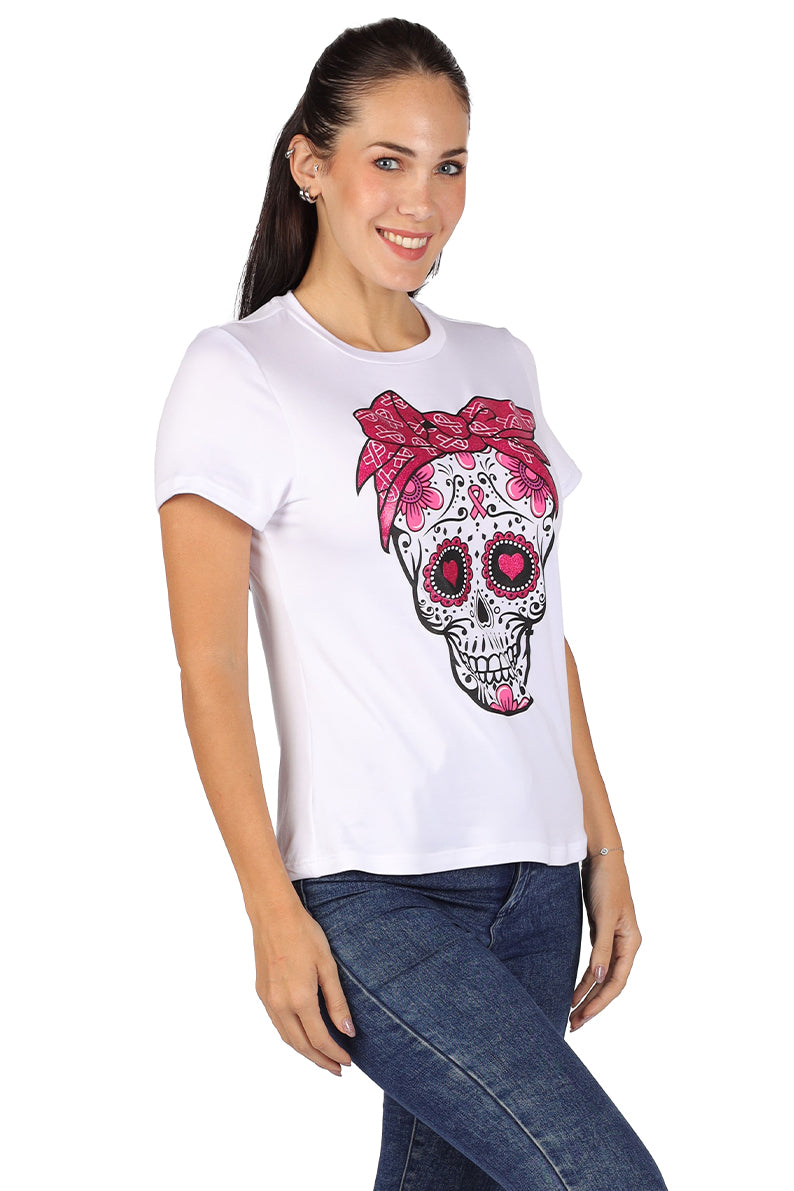 Playera Dama MC / Craneo Rosa (8811423432927)