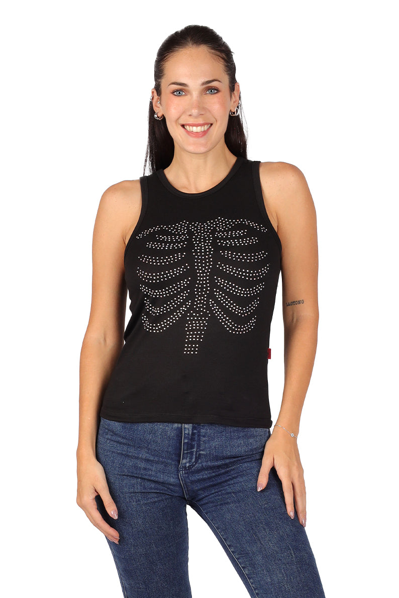 Playera Dama SM / Esqueleto Brillos (8811125375199)