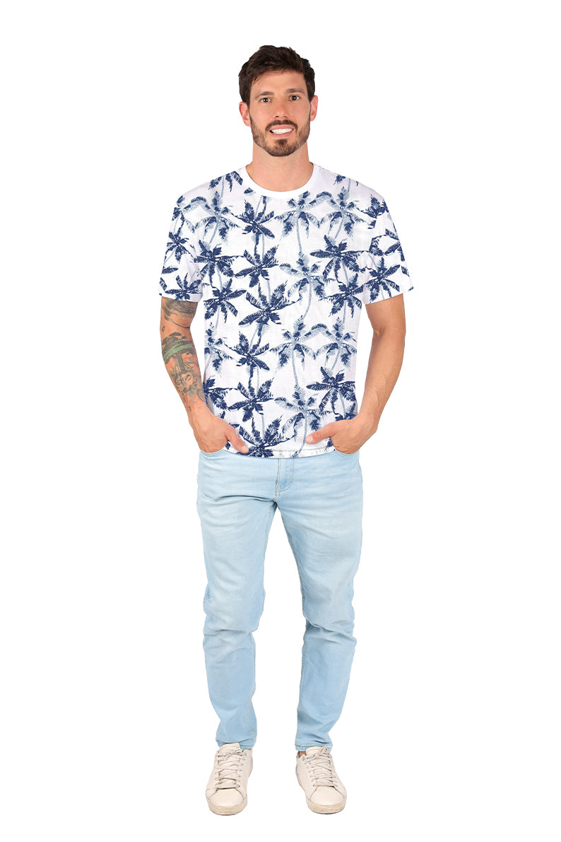 Playera Caballero MC / PALMERAS BLANCO (8969451503839)