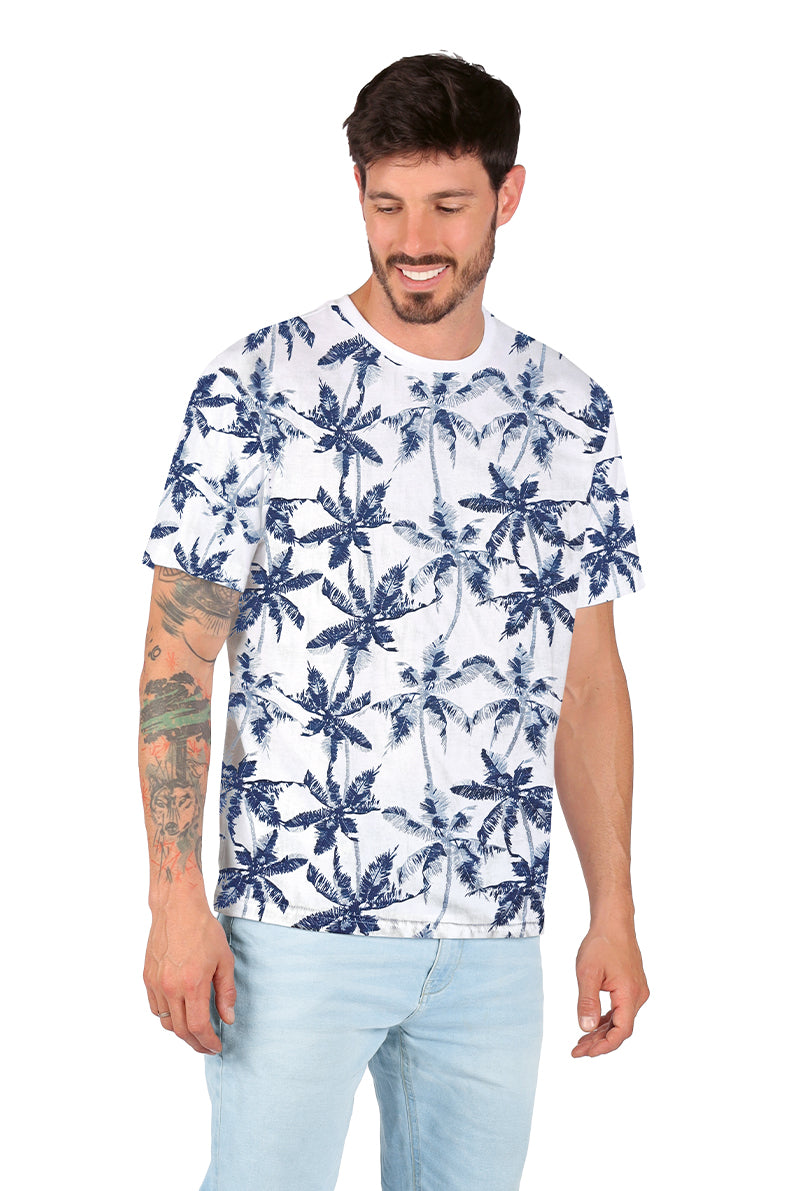 Playera Caballero MC / PALMERAS BLANCO (8969451503839)