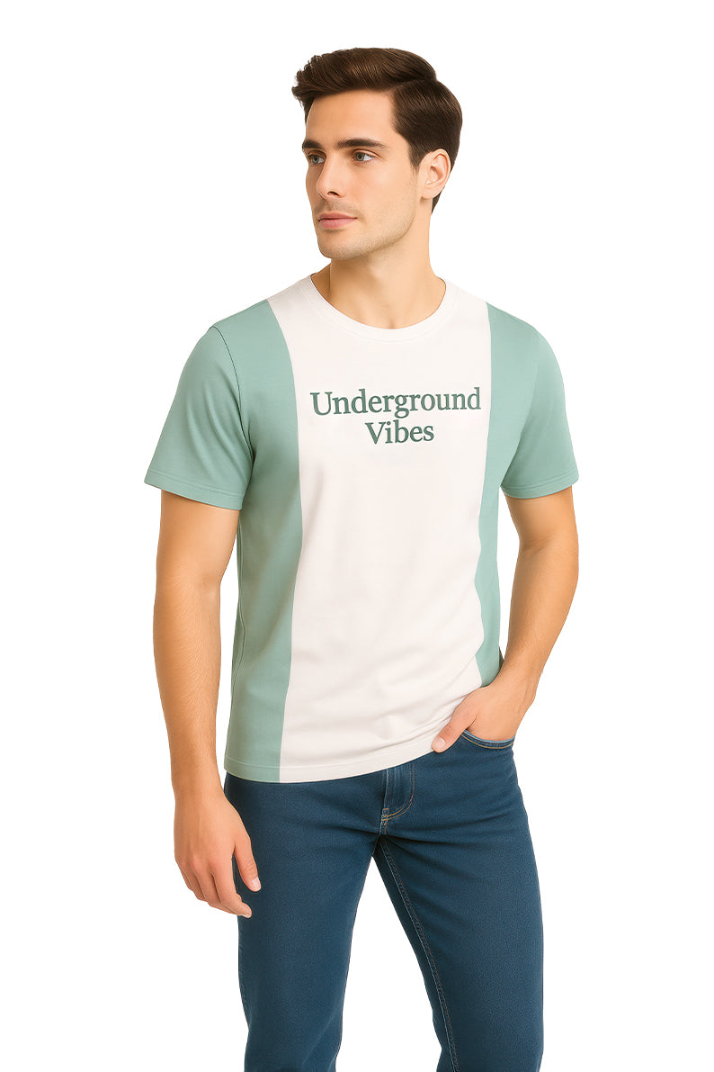 Playera Caballero MC / GOOD VIBES CEMENTO / BLANCO (9053584785631)