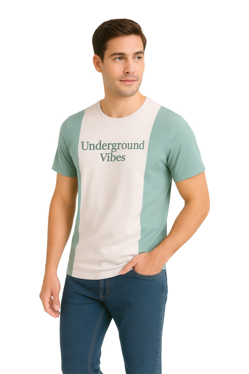 Playera Caballero MC / GOOD VIBES CEMENTO / BLANCO (9053584785631)