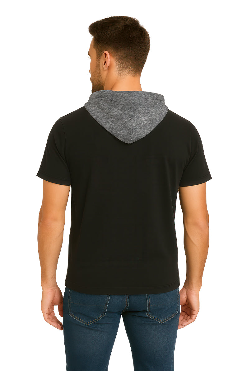 Playera Caballero MC / CAPUCHA BOLSA NEGRO/RATAGRIS (9053609361631)