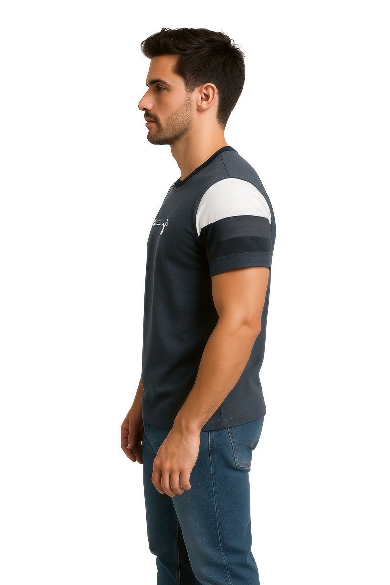 Playera Caballero MC / BLOQUES MANGA NEGRO/JASPE (9053626237151)