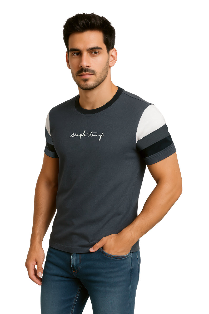 Playera Caballero MC / BLOQUES MANGA NEGRO/JASPE (9053626237151)