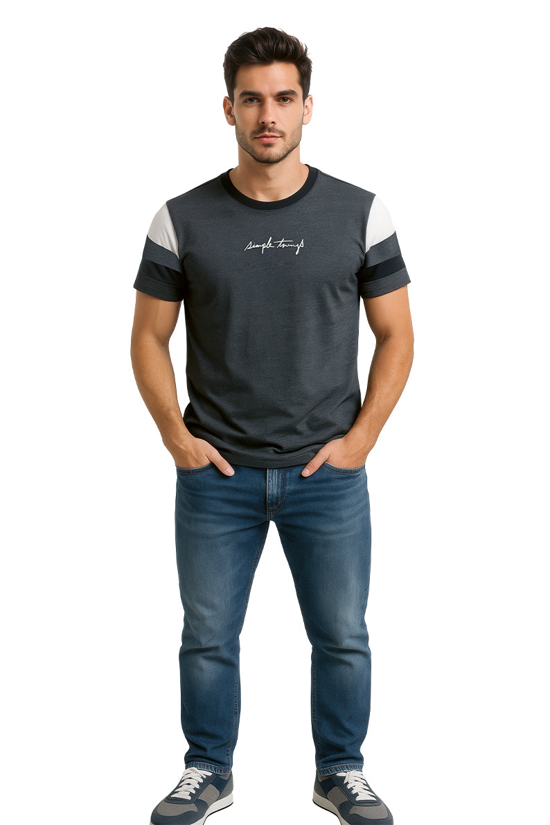 Playera Caballero MC / BLOQUES MANGA NEGRO/JASPE (9053626237151)