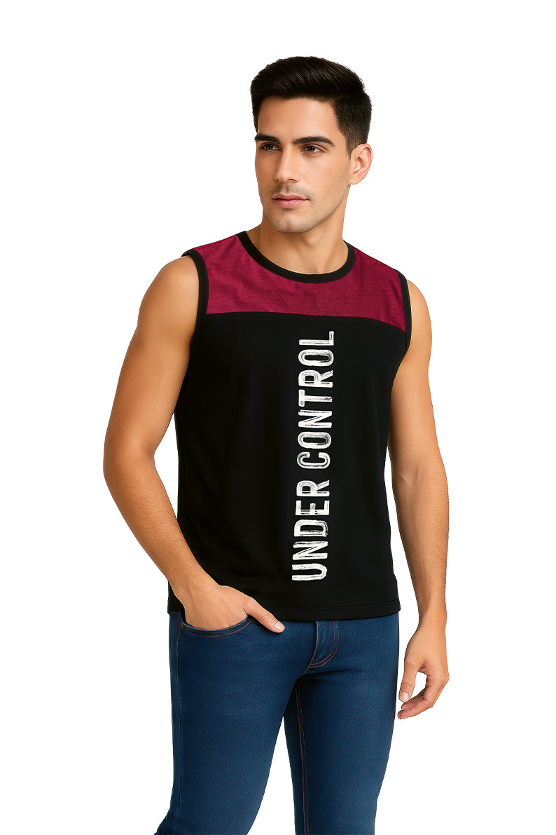 Tank Top Caballero / UNDER CONTROL NEGRO/VINO (9090027290847)