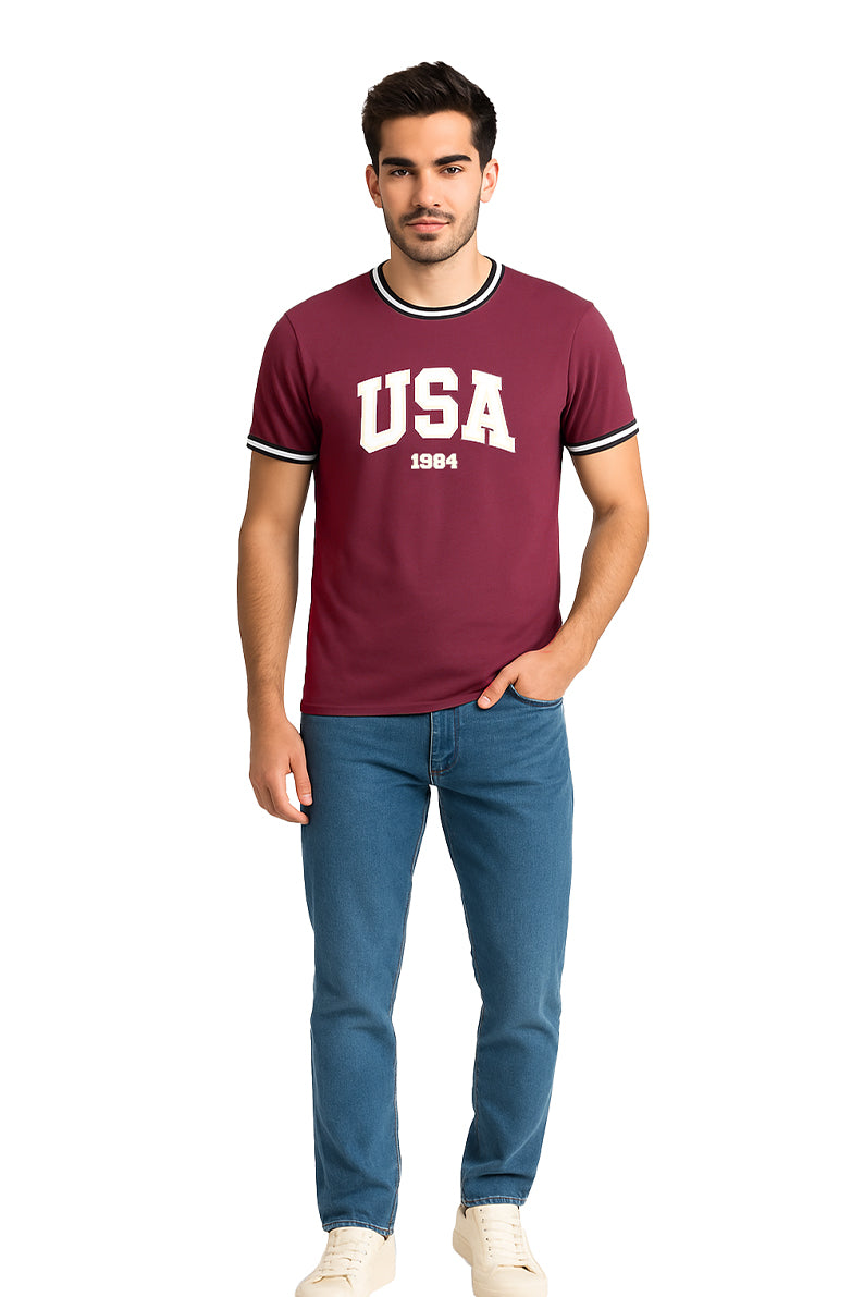 Playera Caballero MC / USA VINO (9109316927711)