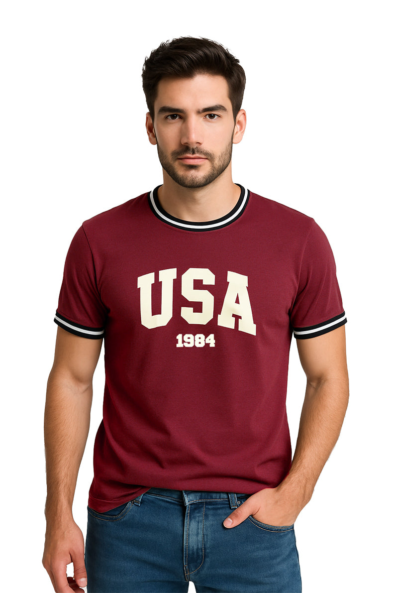 Playera Caballero MC / USA VINO (9109316927711)
