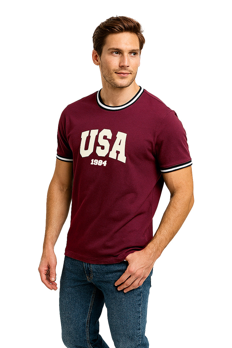 Playera Caballero MC / USA VINO (9109316927711)