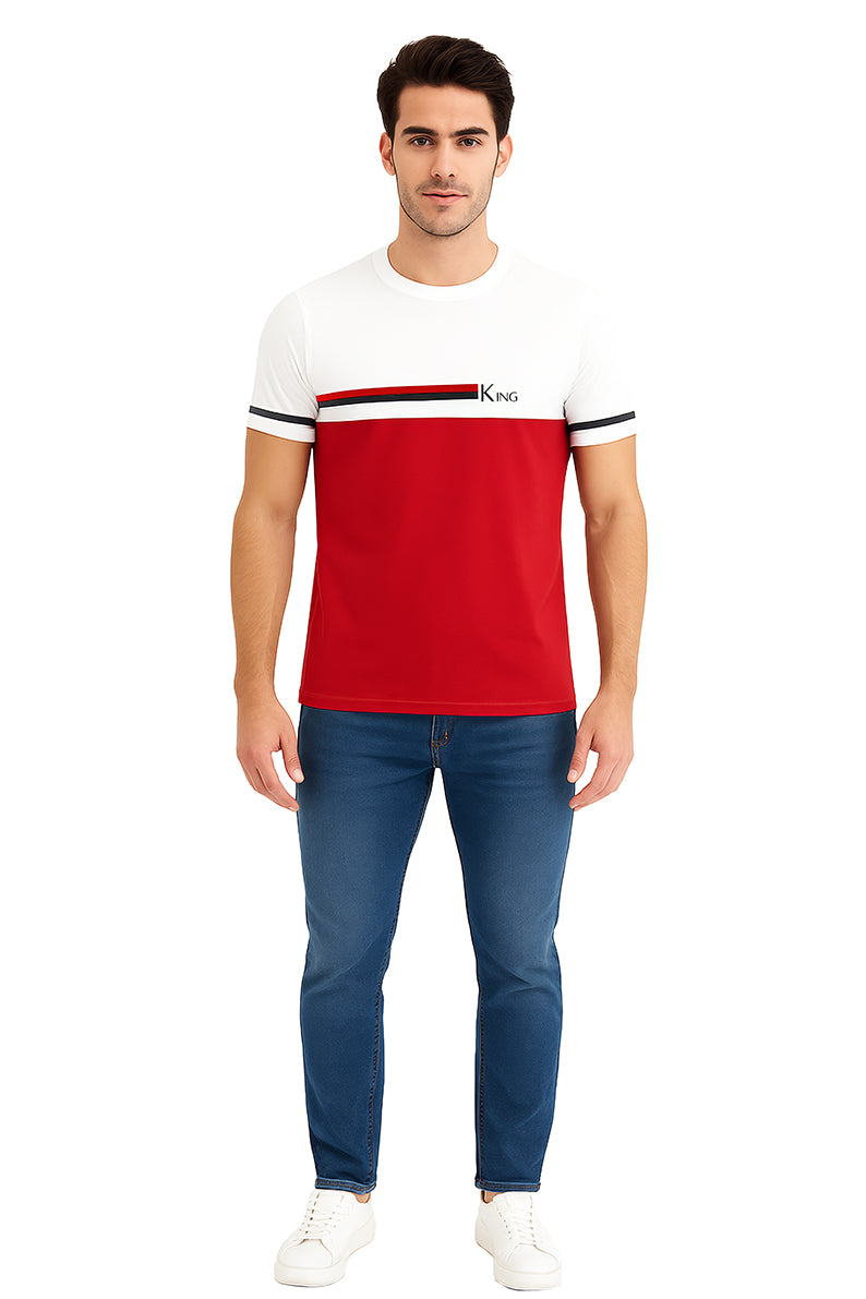 Playera Caballero MC / KING BLANCO/ROJO (9108063486175)