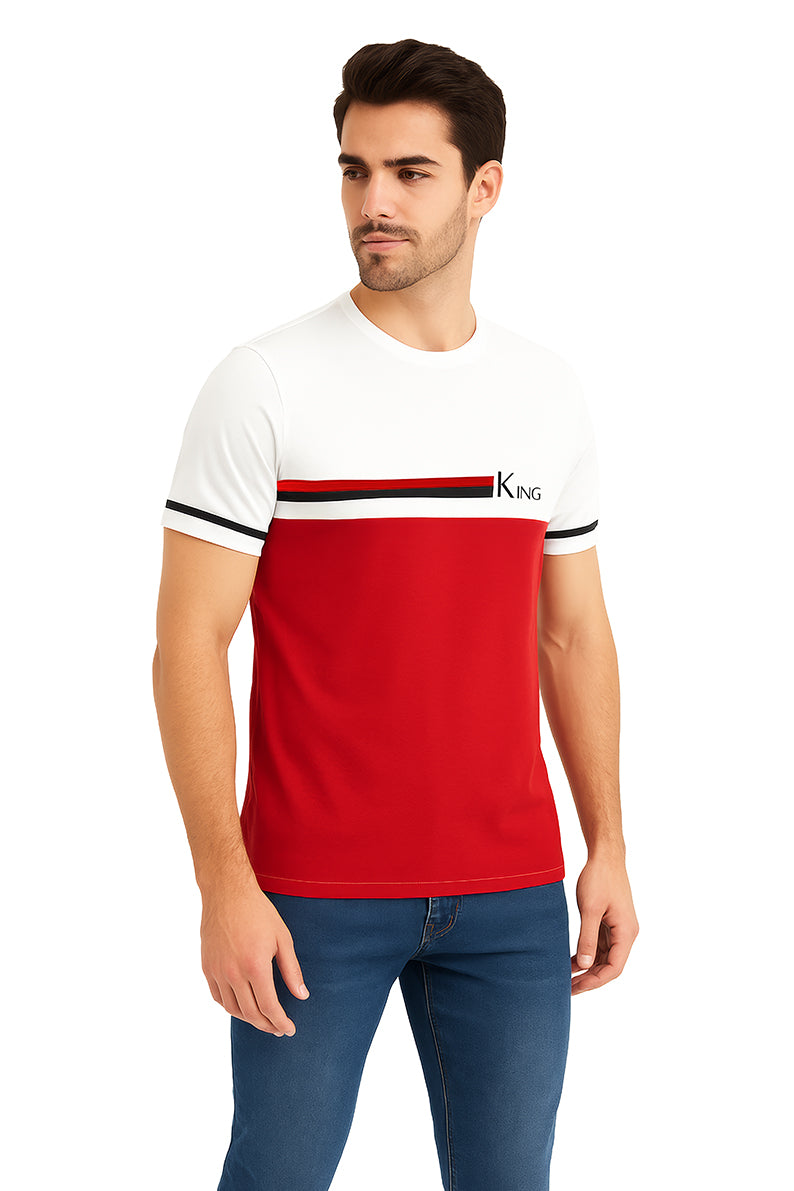 Playera Caballero MC / KING BLANCO/ROJO (9108063486175)