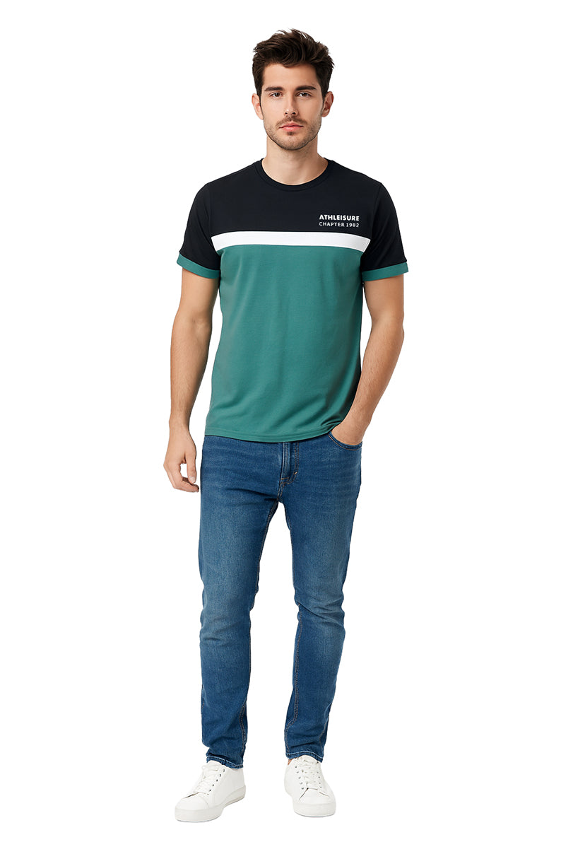 Playera Caballero MC / ATHLEISURE VERDE/NEGRO