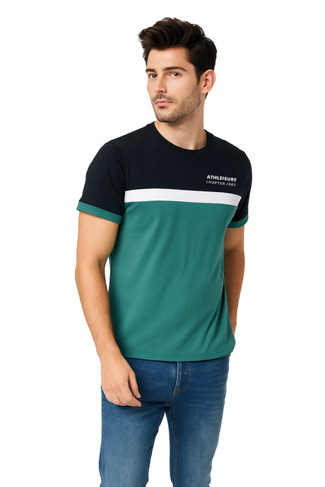 Playera Caballero MC / ATHLEISURE VERDE/NEGRO