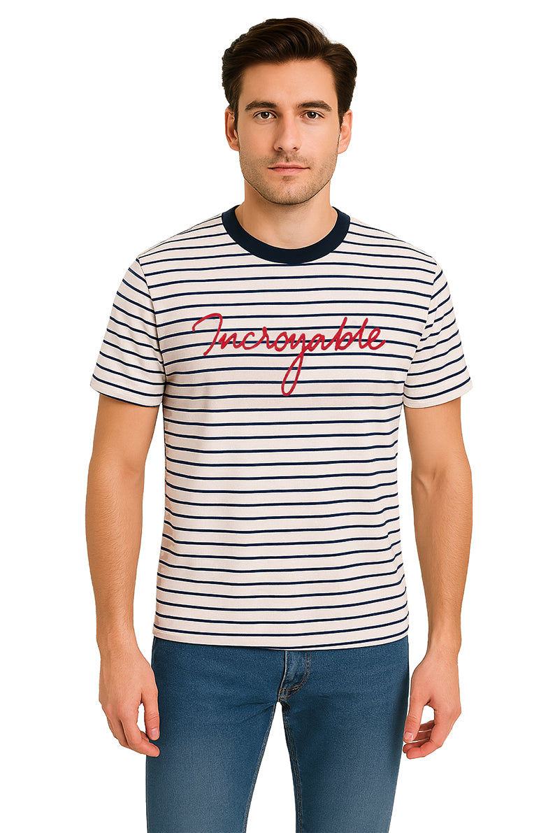 Playera Caballero MC / INCREIBLE RAYAS/MARINO