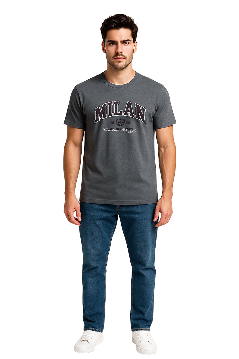 Playera Caballero MC / MILAN  GRIS/OBSCURO