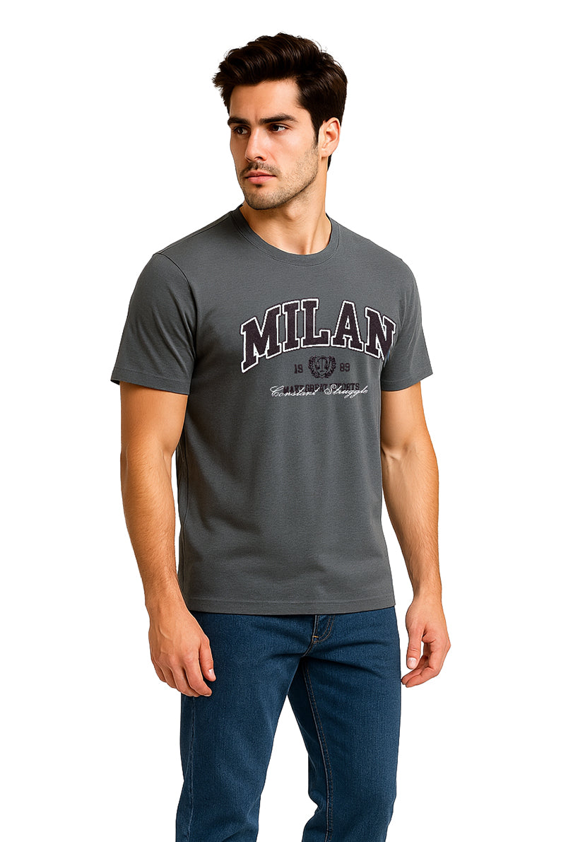 Playera Caballero MC / MILAN  GRIS/OBSCURO